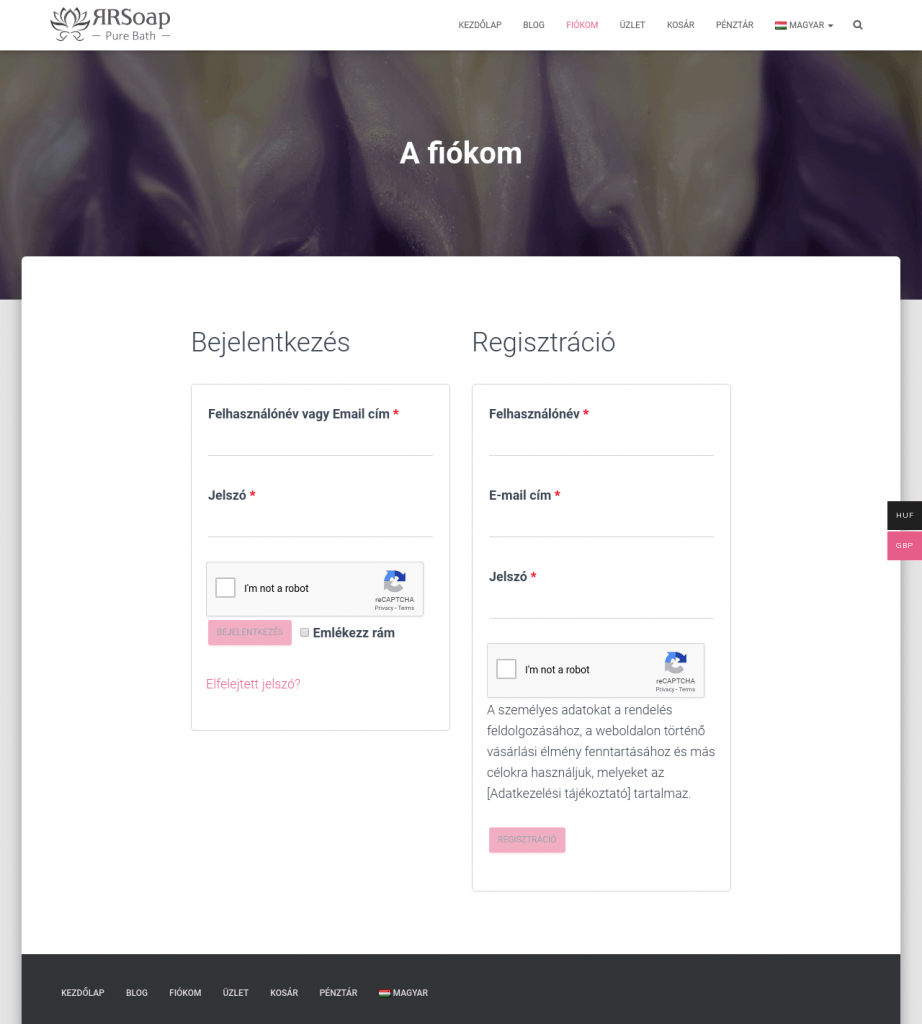 RR Soap webshop fejlesztés