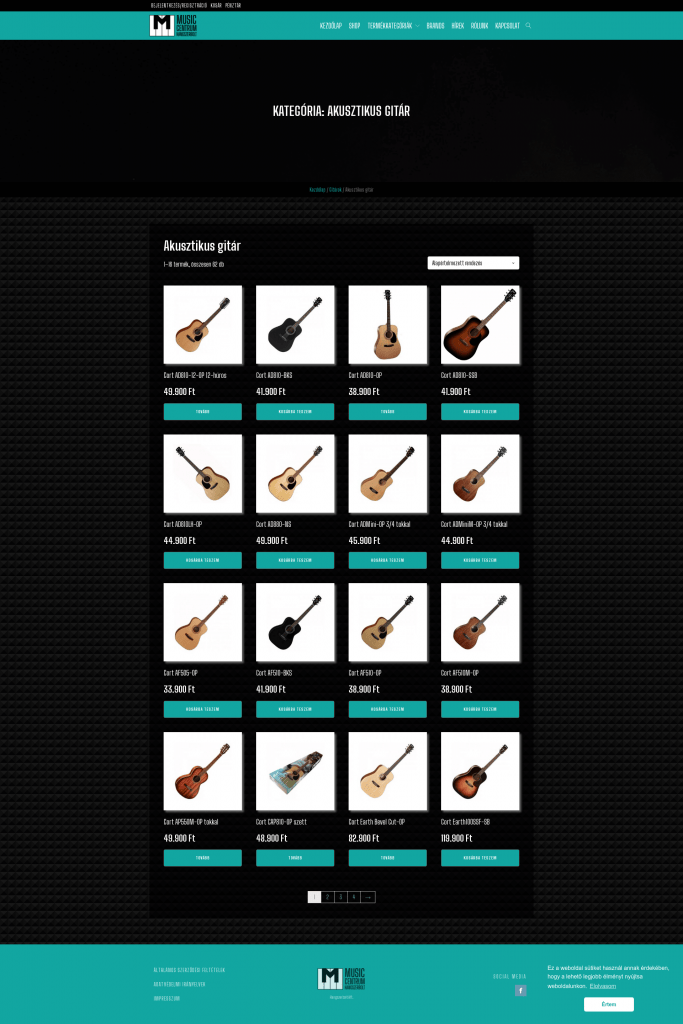Music Centrum webshop fejlesztés