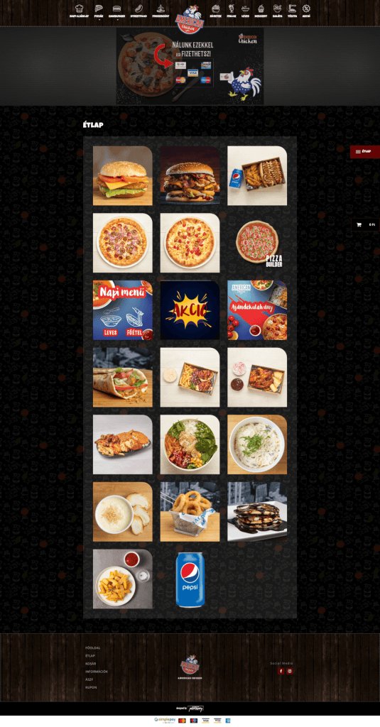 American-Chicken-Pizza-and-Streetfood weboldal fejlesztés