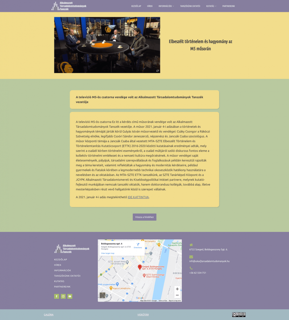 Alkalmazott Tarsadalomtudomanyok Tanszekweboldal fejlesztés