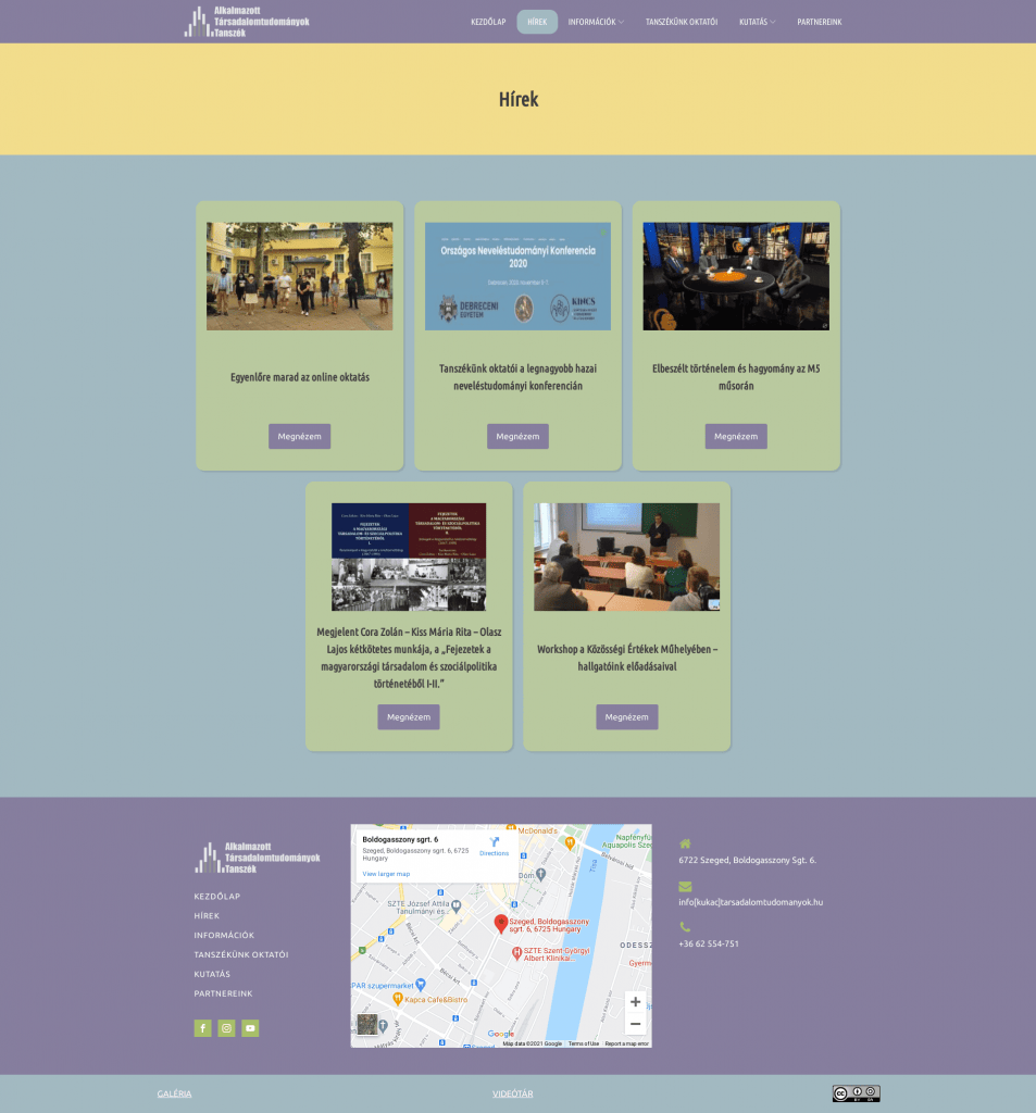 Alkalmazott Tarsadalomtudomanyok Tanszekweboldal fejlesztés