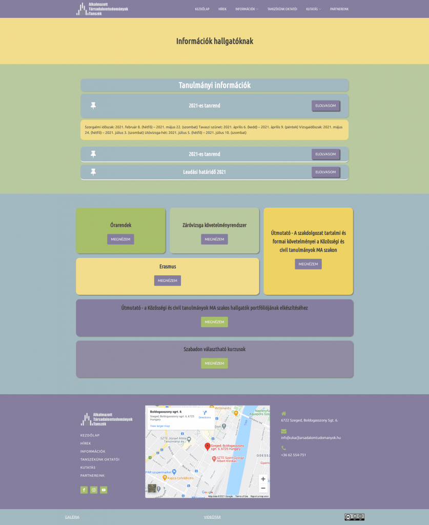 Alkalmazott Tarsadalomtudomanyok Tanszekweboldal fejlesztés