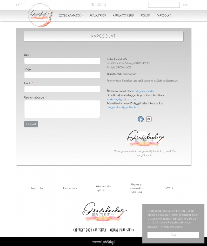 Grafikuckó weboldal fejlesztés