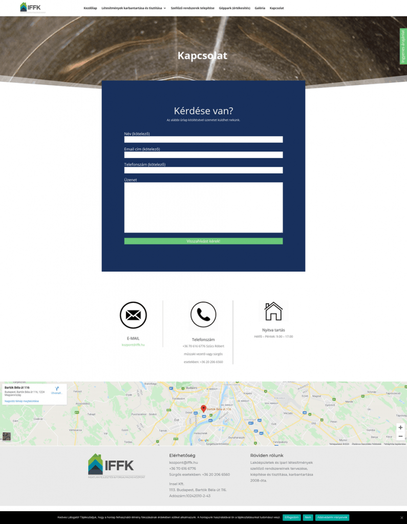 IFFK weboldal fejlesztés