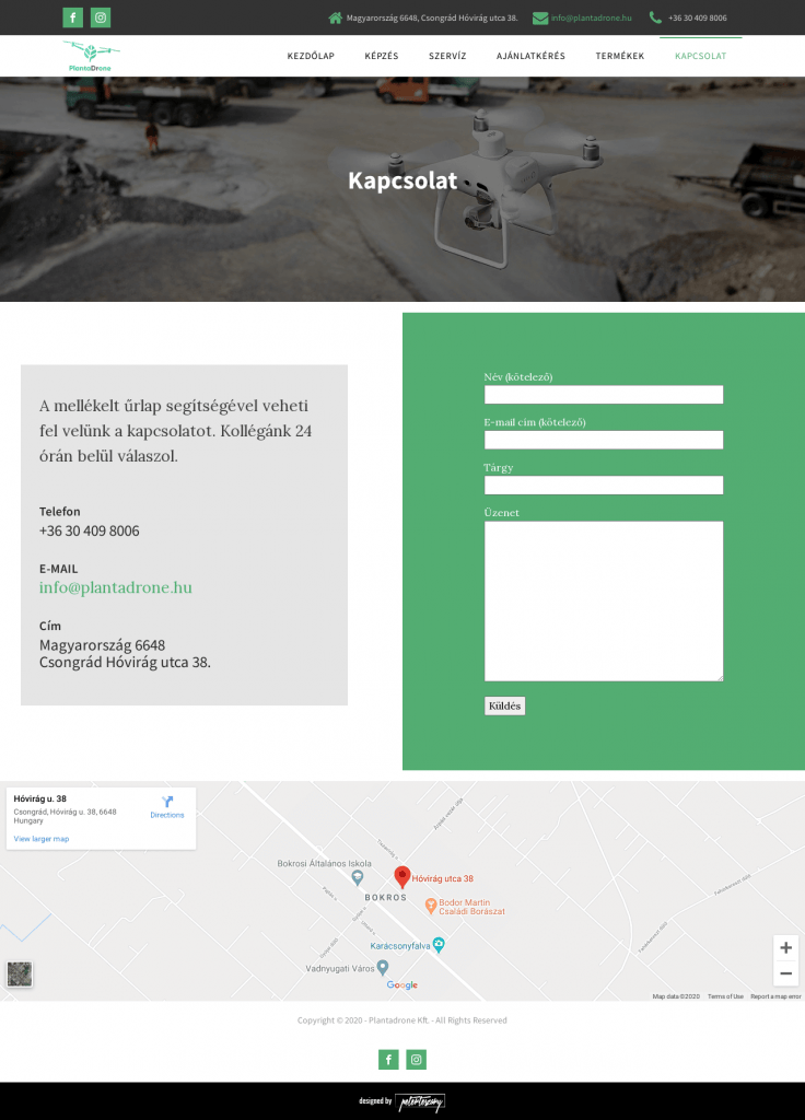Plantadrone weboldal fejlesztés