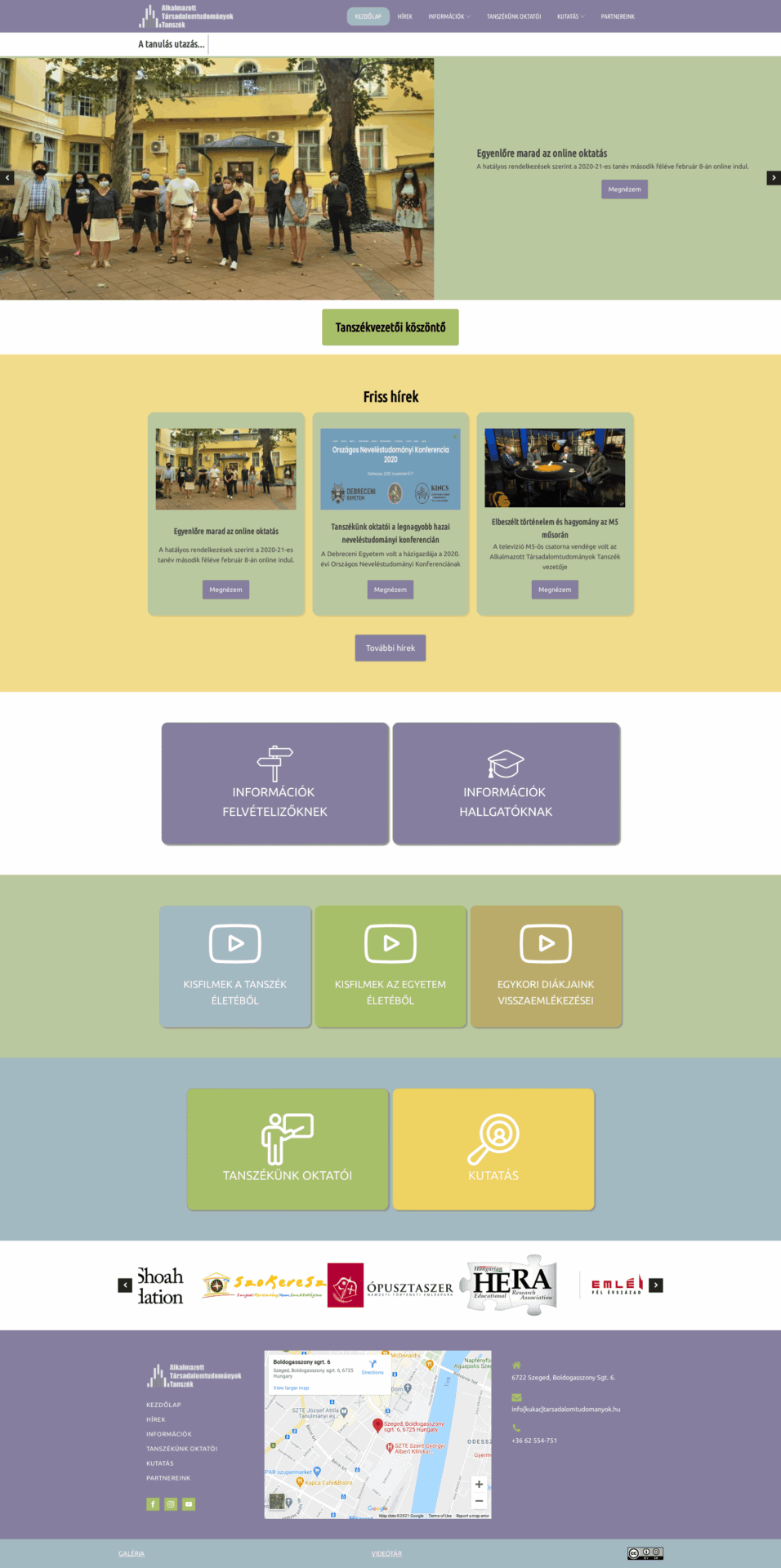 Alkalmazott Társadalomtudományok Tanszék Weboldal fejlesztés