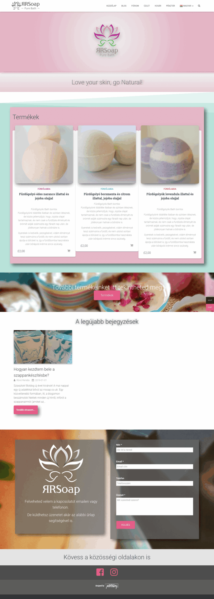 RRSoap Webshop fejlesztés