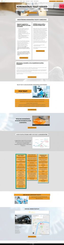Koronavírustesztelés weboldal fejlesztés