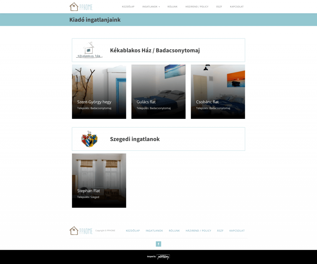 PPHOME weboldal fejlesztés