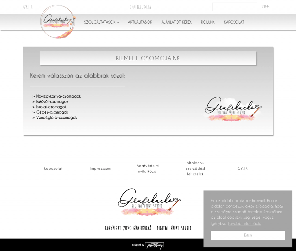 Grafikuckó weboldal fejlesztés