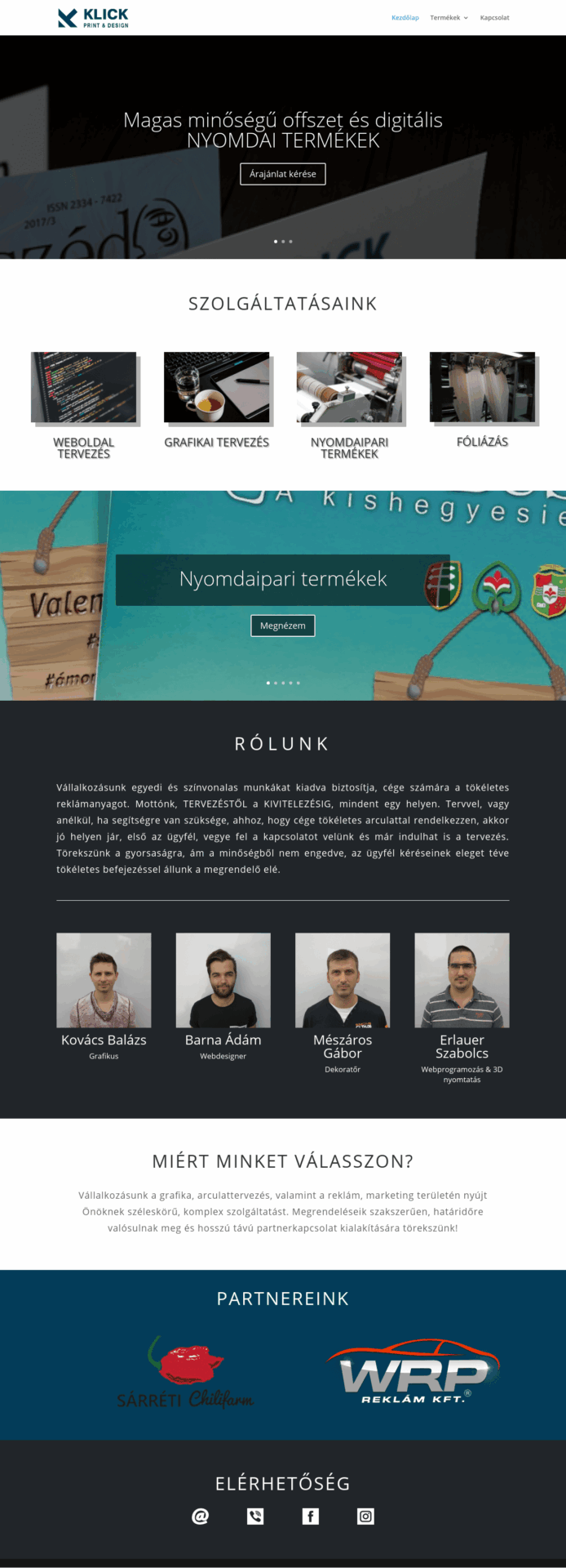 Klickprint weboldal fejlesztés