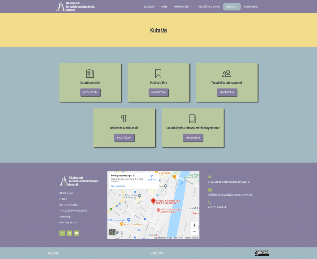 Alkalmazott Tarsadalomtudomanyok Tanszekweboldal fejlesztés