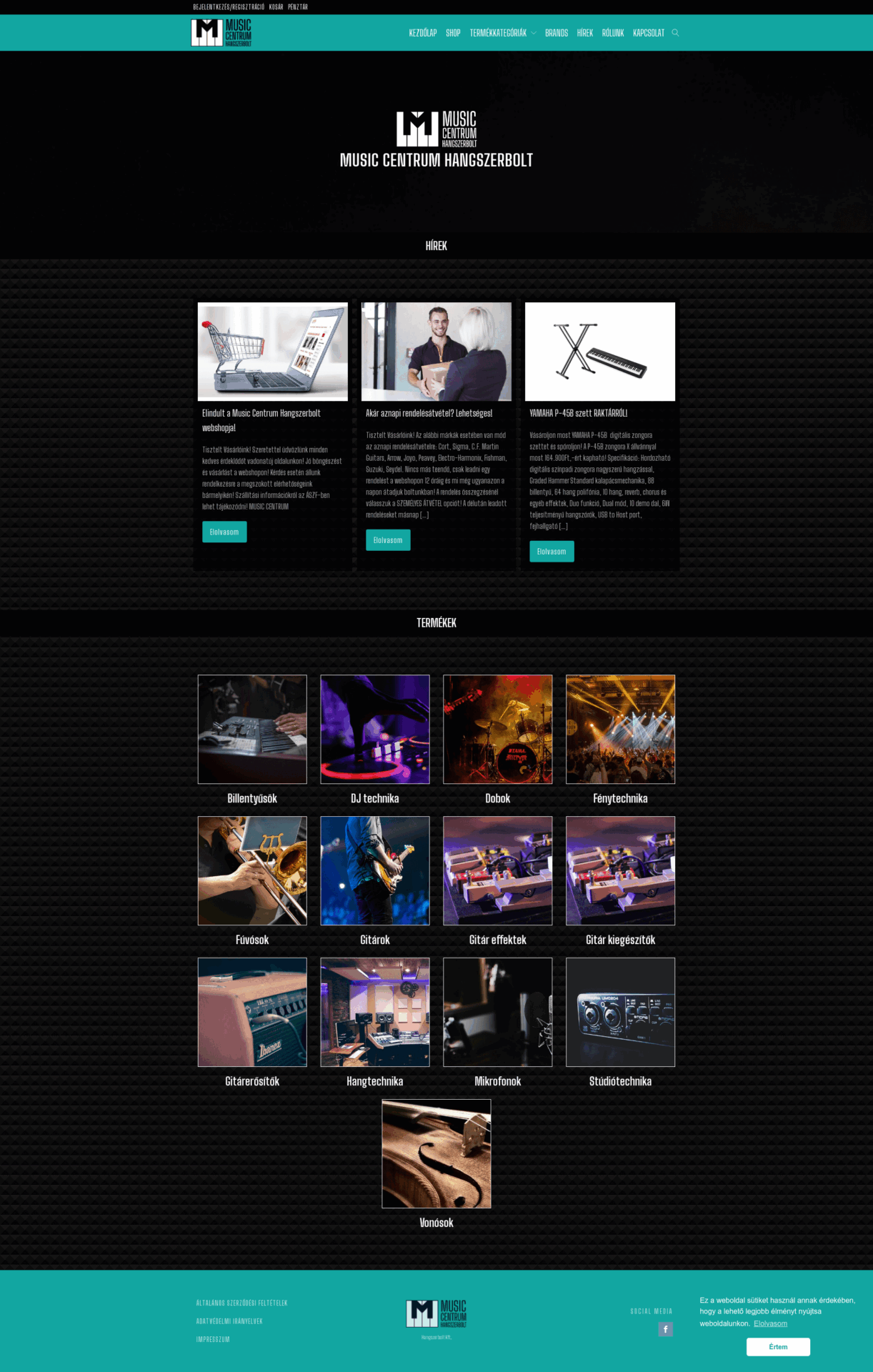 Musiccentrum WebShop fejlesztés