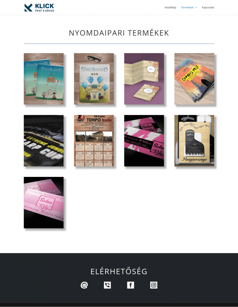 KlickPrint weboldal fejlesztés