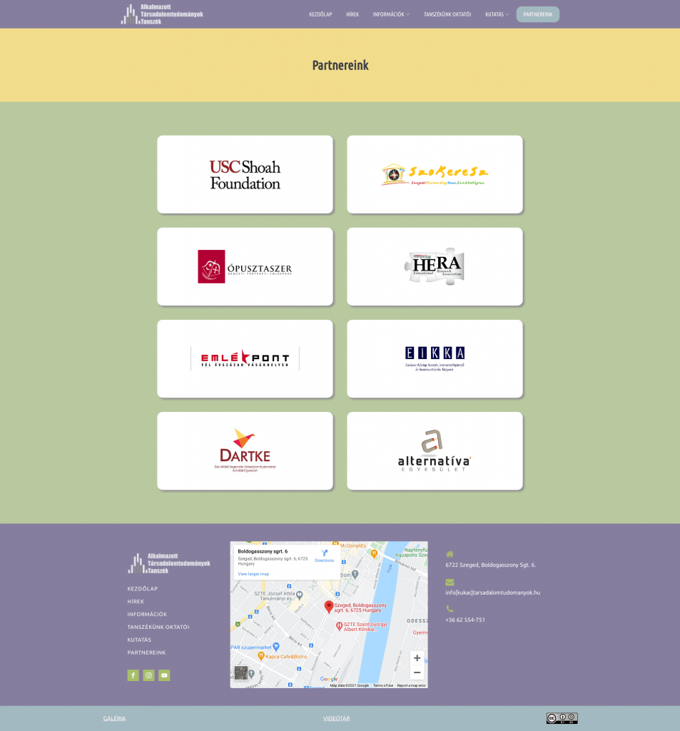Alkalmazott Tarsadalomtudomanyok Tanszekweboldal fejlesztés