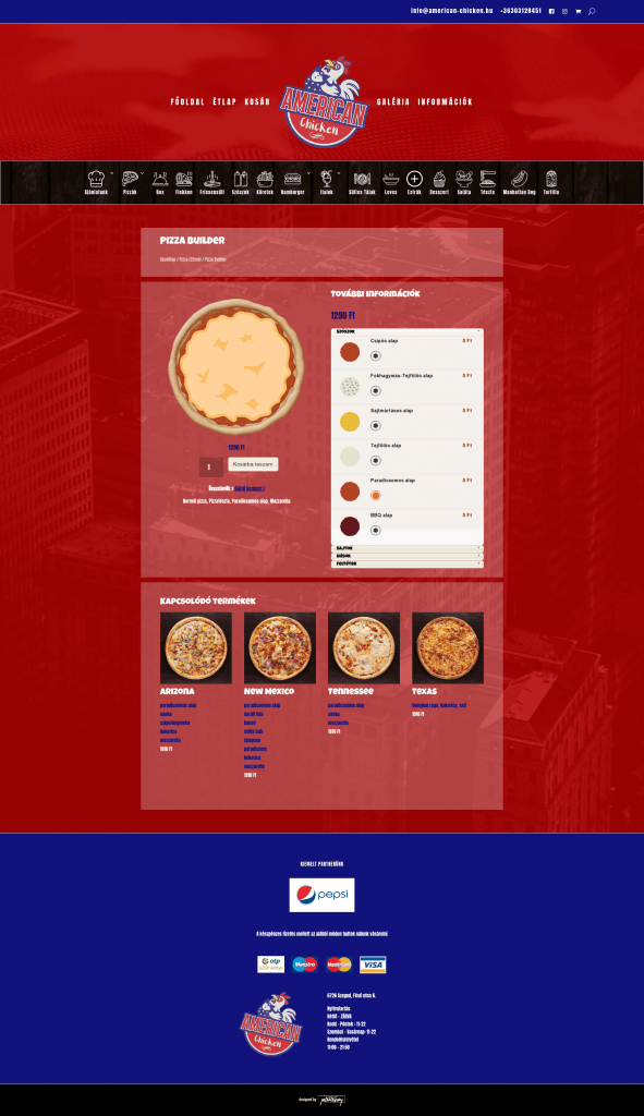 American Chicken Webshop fejlesztés