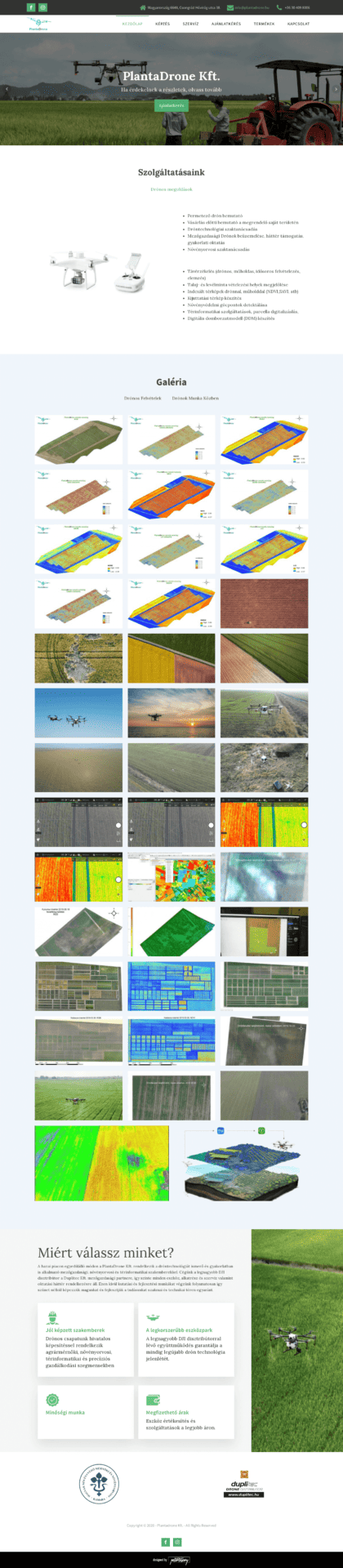 PlantaDrone Kft. Weboldal fejlesztés