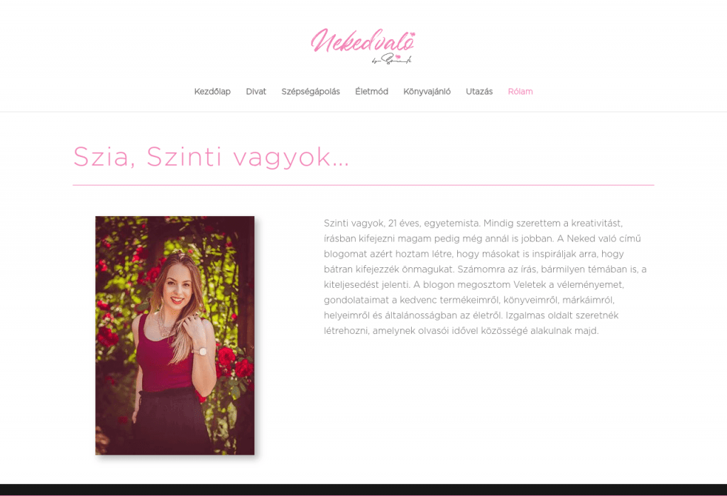 nekedvaló blog fejlesztése