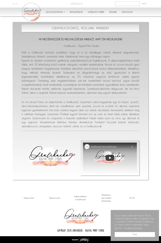 Grafikuckó weboldal fejlesztés