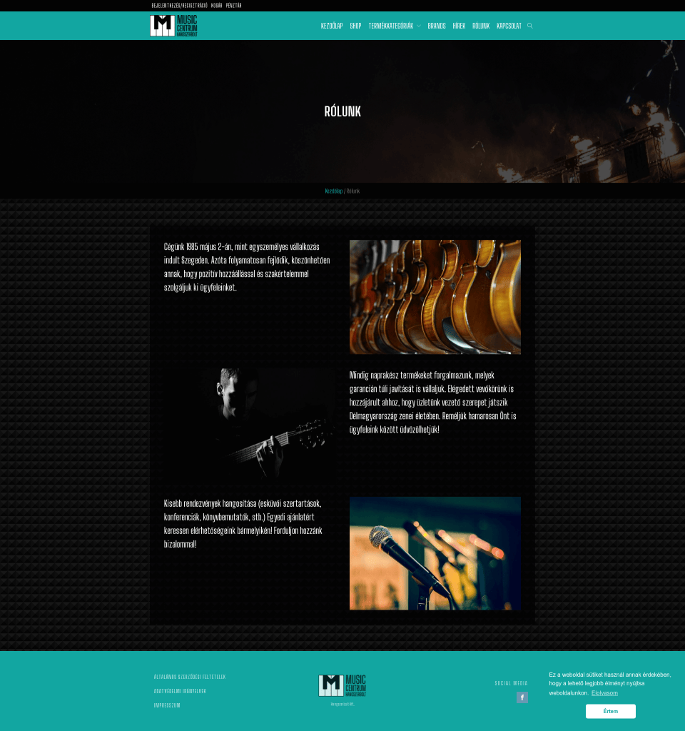 Music Centrum webshop fejlesztés