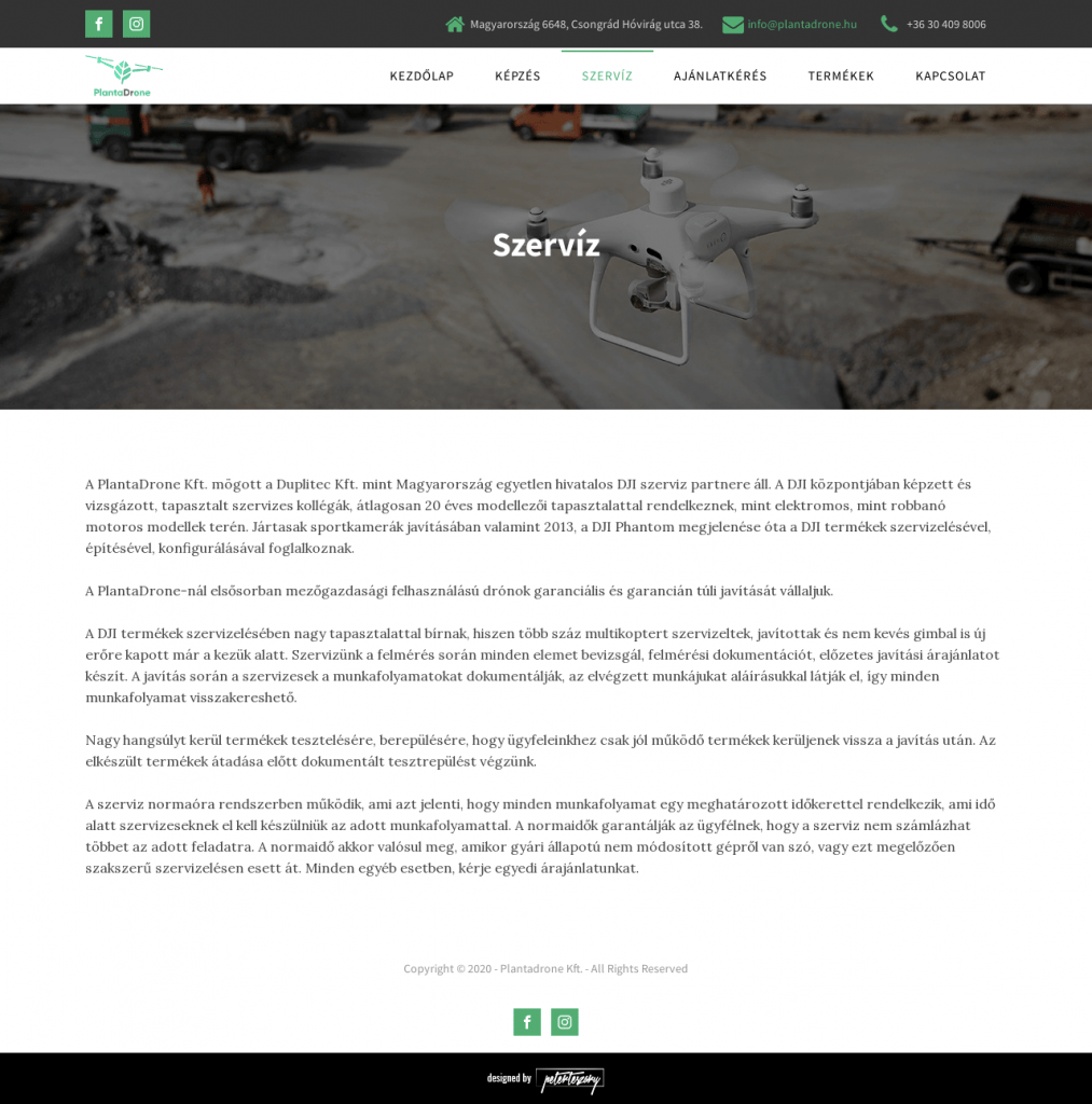 Plantadrone weboldal fejlesztés