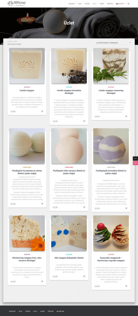 RR Soap webshop fejlesztés