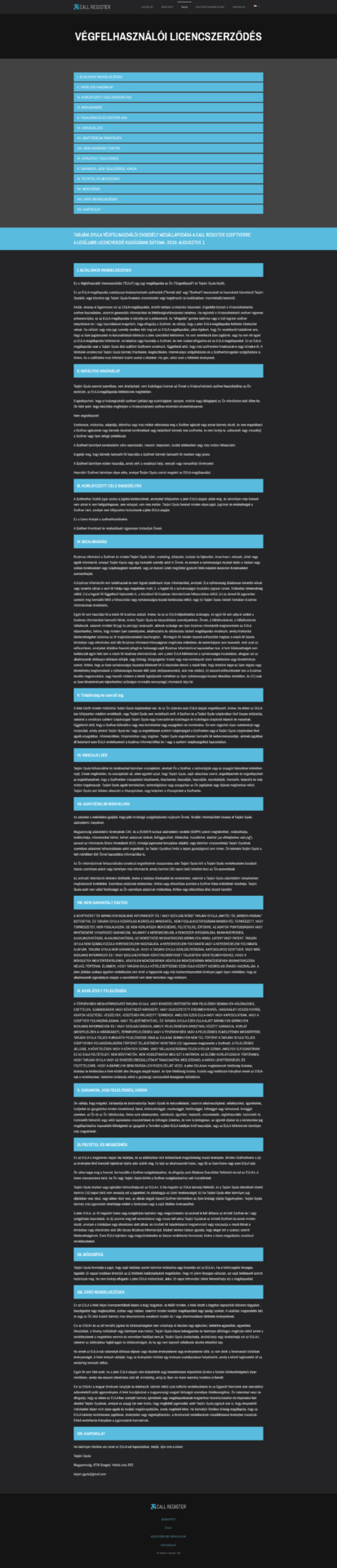 VÉGFELHASZNÁLÓI-LICENCSZERZŐDÉS-Call-Register