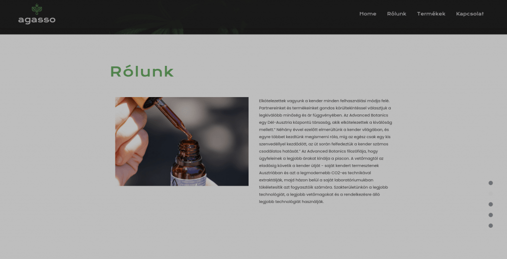 Agasso Life weboldal fejlesztés