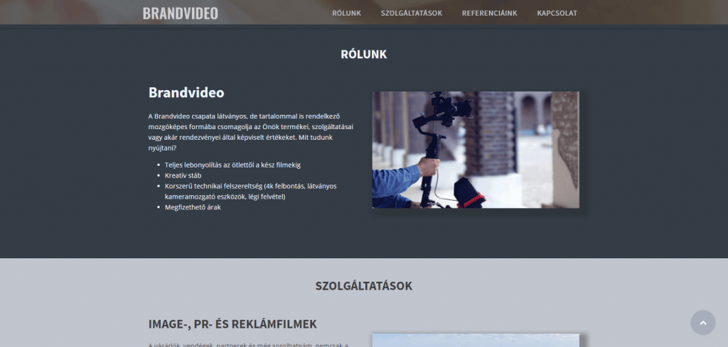 Brandvideo weboldal fejlesztés