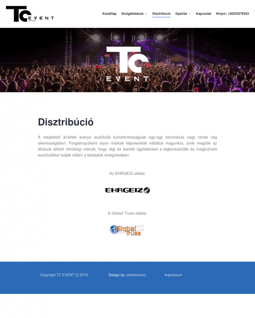 TC Event Weboldal fejlesztés