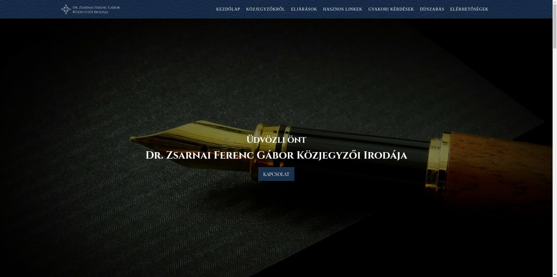 Dr. Zsarnai Ferenc Közjegyző weboldal fejlesztés