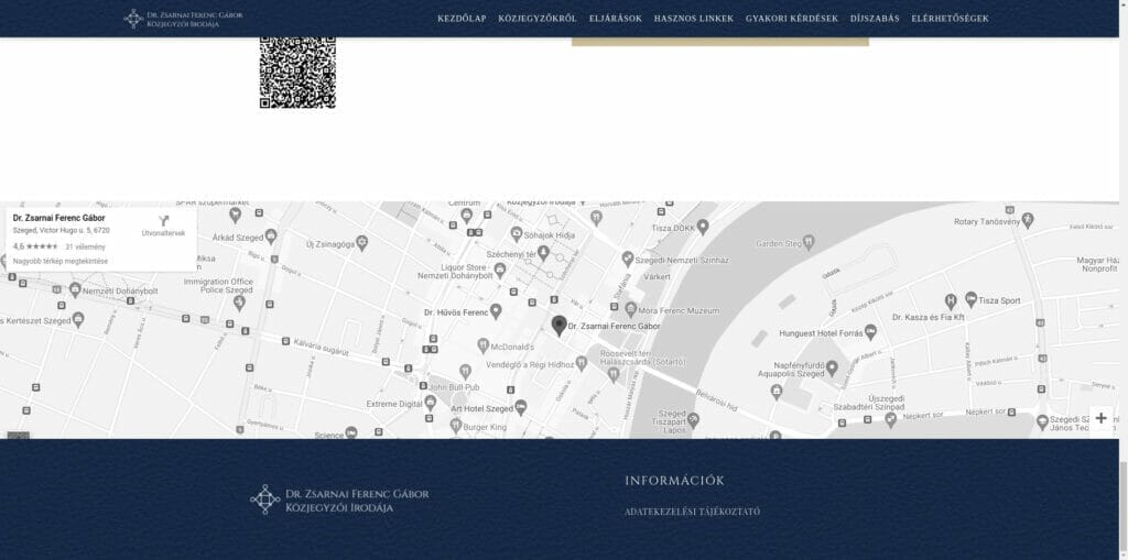 Zsarnai Közjegyző iroda weboldal fejlesztés