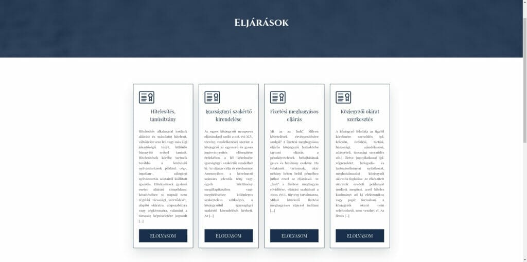 Zsarnai Közjegyző iroda weboldal fejlesztés