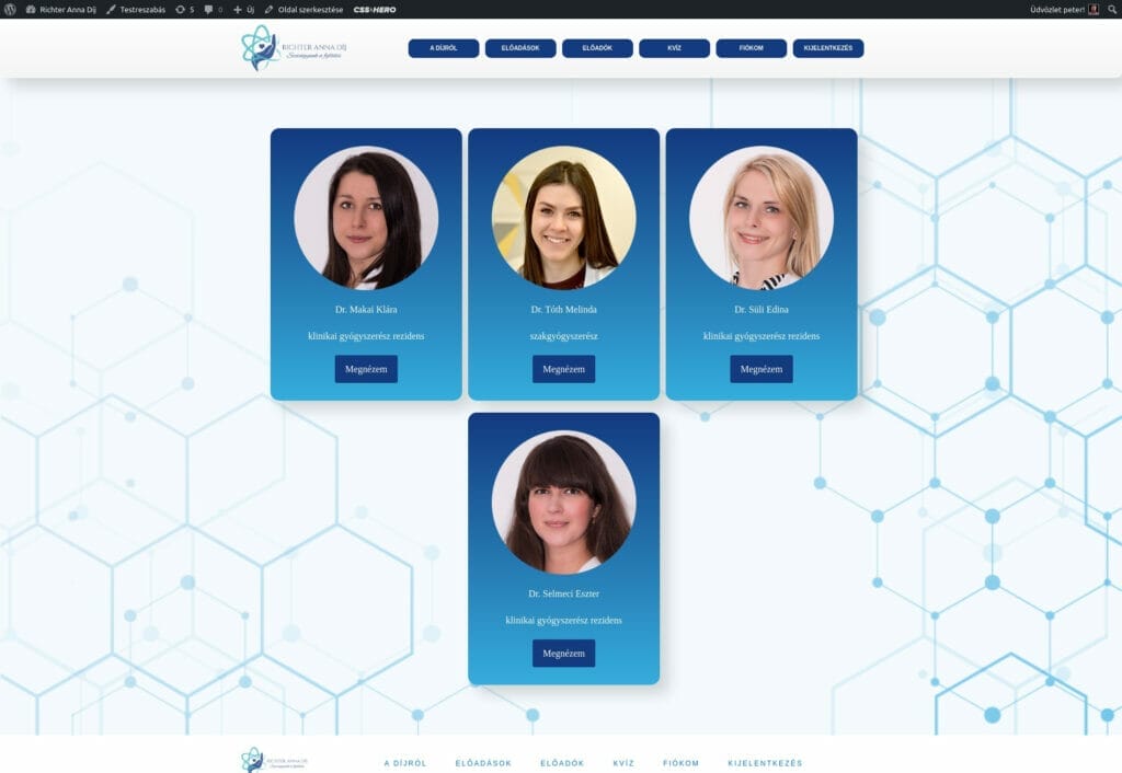 Richter Anna Díj weboldal fejlesztés