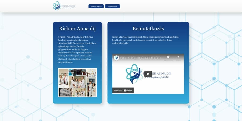 Richter Anna Díj weboldal fejlesztés