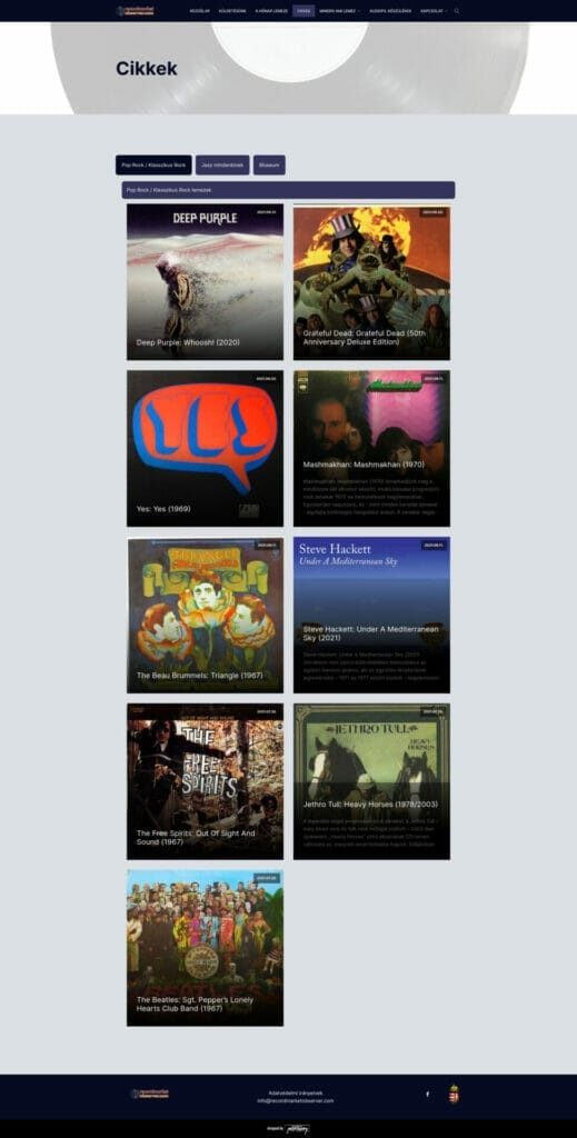 Recordmarketobserver.com weboldal fejlesztés