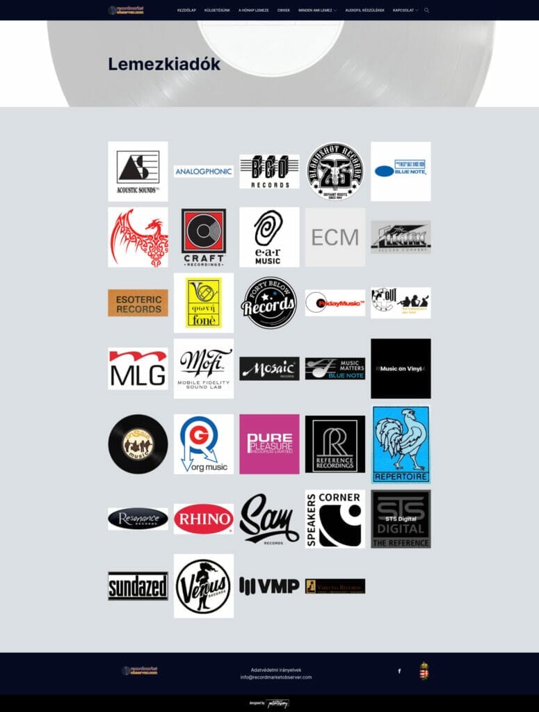 Recordmarketobserver.com weboldal fejlesztés