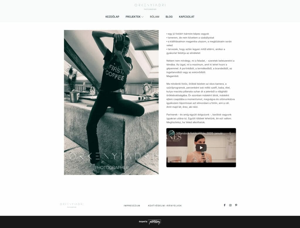 Örkényi Adri weboldal fejlesztés