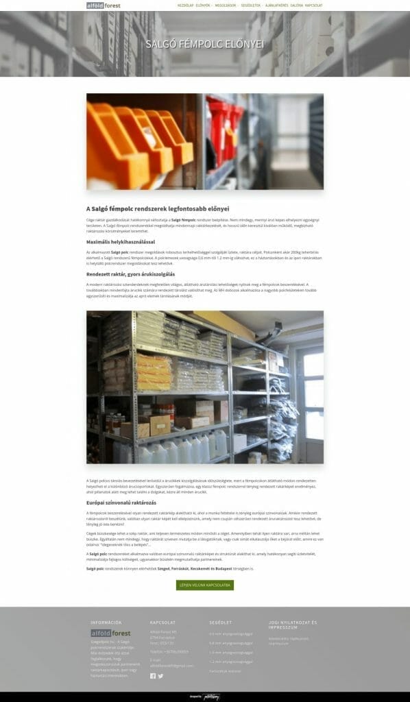 szegedpolc.hu weboldal fejlesztés