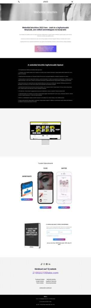 2100Labs weboldal fejlesztés
