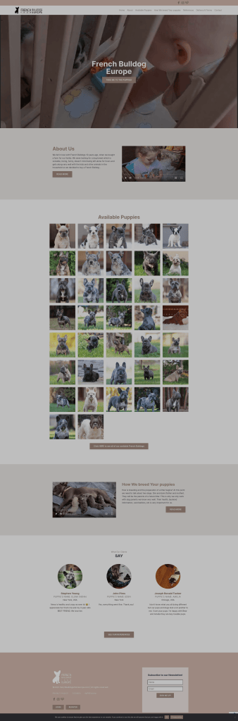 FrenchBulldogsFromEurope weboldal fejlesztés