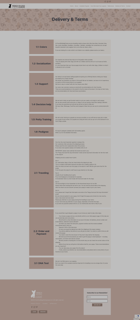 FrenchBulldogsFromEurope weboldal fejlesztés