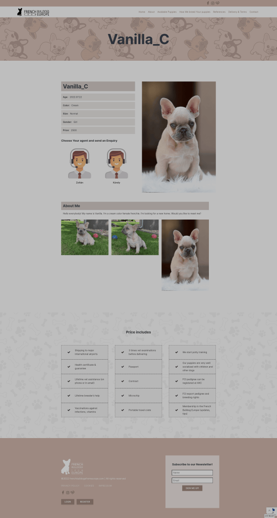 FrenchBulldogsFromEurope weboldal fejlesztés