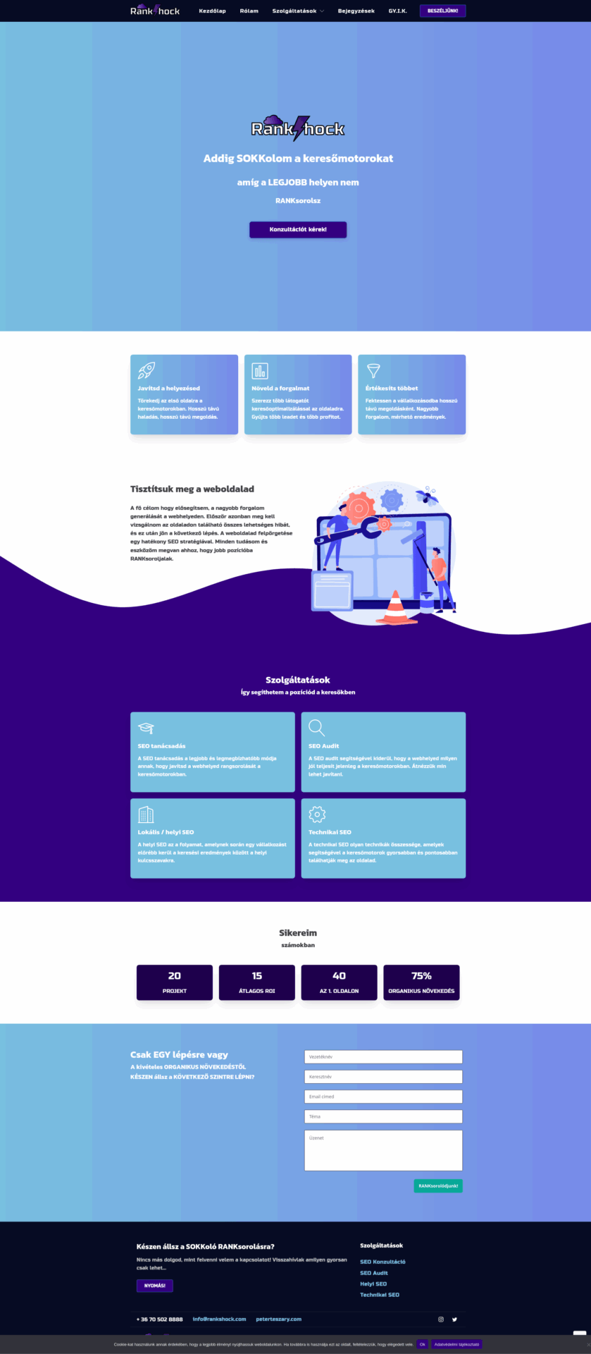 A RankShock.com weboldal fejlesztése