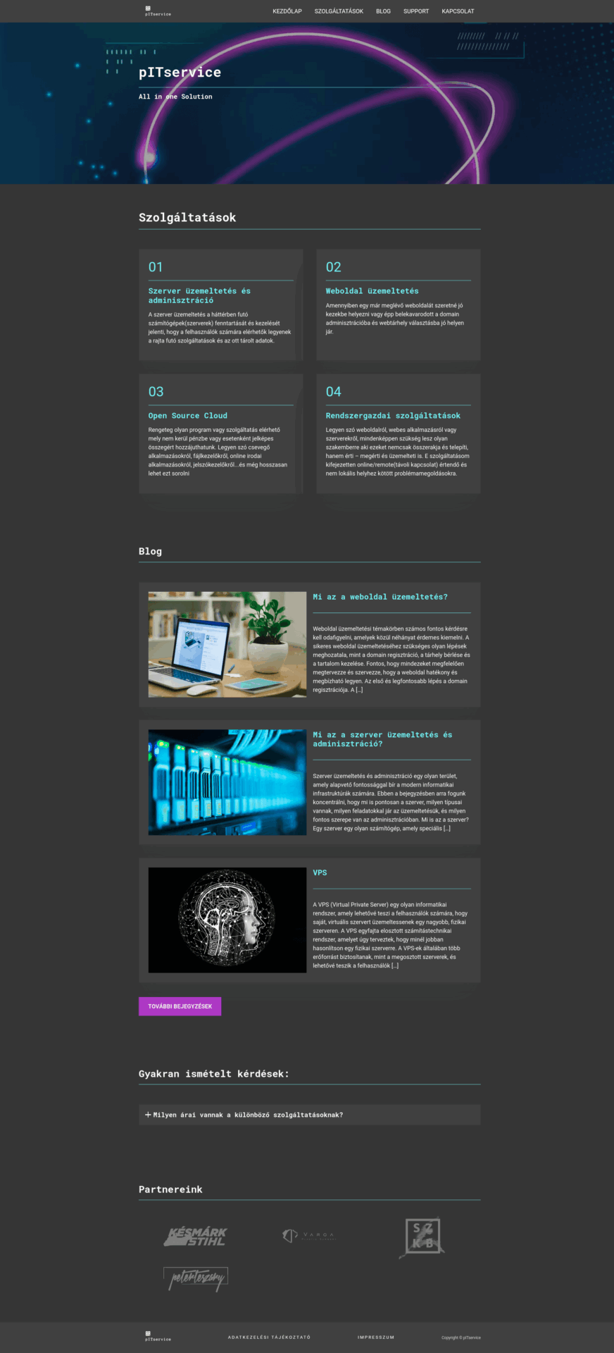 A pITservice.hu weboldal fejlesztése