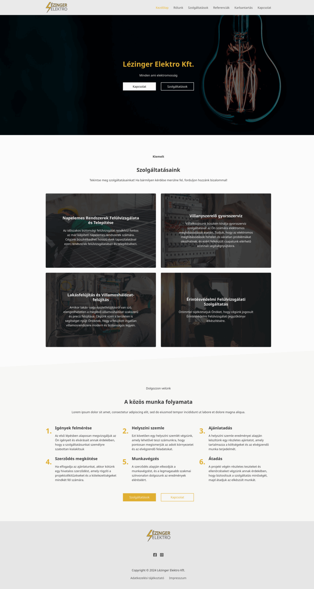 Lézinger Elektro Kft. – Weboldal fejlesztés