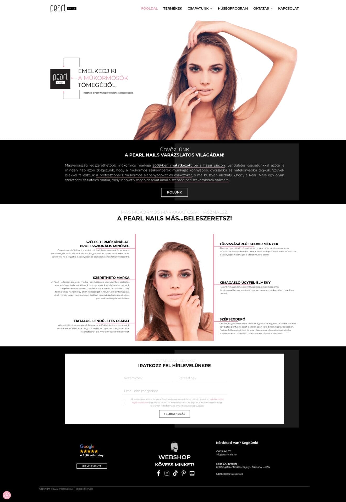 Pearl Nails weboldal fejlesztés