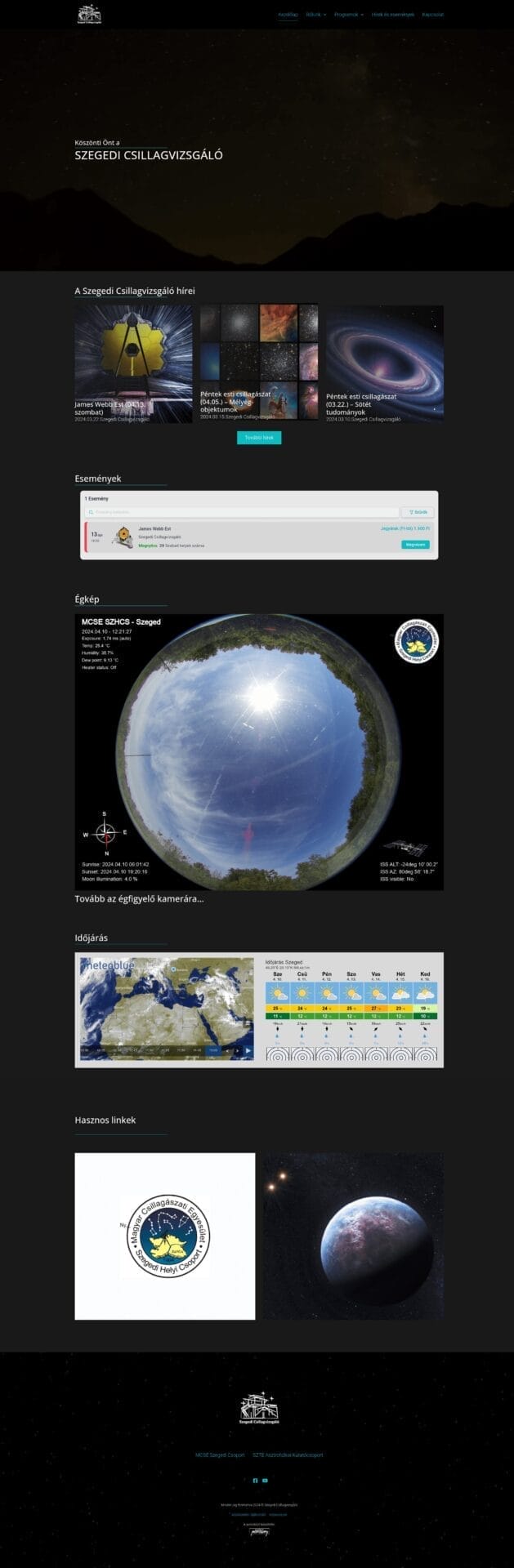 A Szegedi Csillagvizsgáló weboldalának fejlesztése